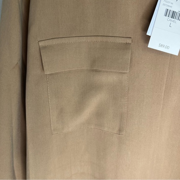 NWT J Jill 100% Silk V Neck Pullover Blouse Tan Sz L Preppy Office Career - Picture 5 of 11